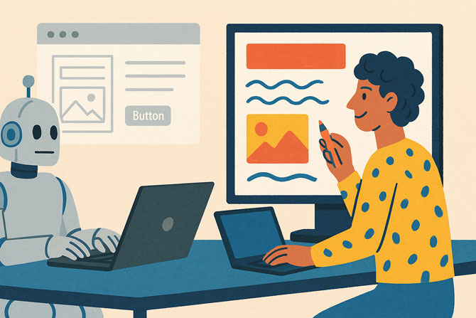 Sammenligning av AI-generert webdesign og kreativt menneskelaget design